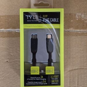 Tylt USB-C to USB-C Flat Charging Cable 3.3ft Black
